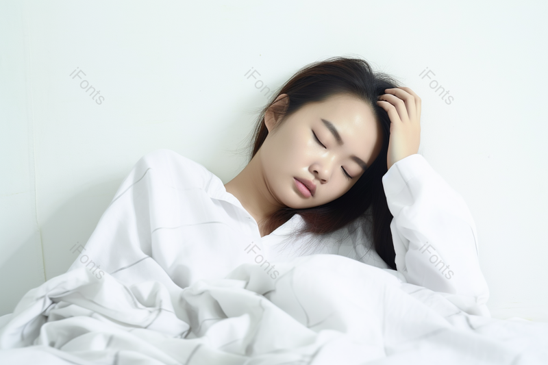 痛苦的生病不适的长发女生头疼,高清,摄影图,摄影图片,图片大全,摄影图免费下载